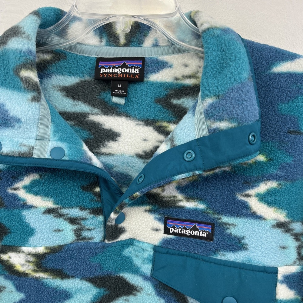 Patagonia Synchilla Women's Size M Snap-T Pullover Jacket Trout Tales Elwha Blue - Picture 5 of 12
